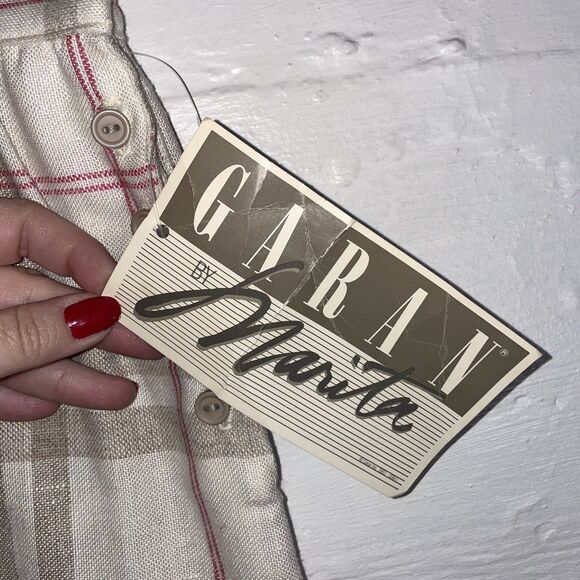 NWT Plaid A-Line Skirt Beige Pink Check Made in USA Size 10 Dead Stock 80s - Picture 4 of 14